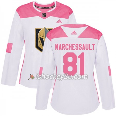 Dame NHL Vegas Golden Knights Trøje Jonathan Marchessault 81 Adidas 2017-2018 Hvid Lyserød Fashion Authentic